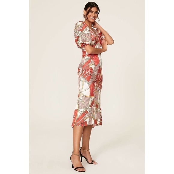 Ronny Kobo Teresa Dress Silk Blend Sheath Red Size S - Picture 3 of 11